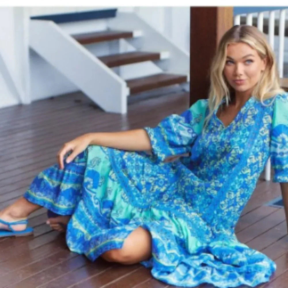 Jaase Sea Attina blue Maxi Dress size small